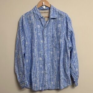 Men’s Caribbean Light Blue Striped Men's Shirt Linen XL